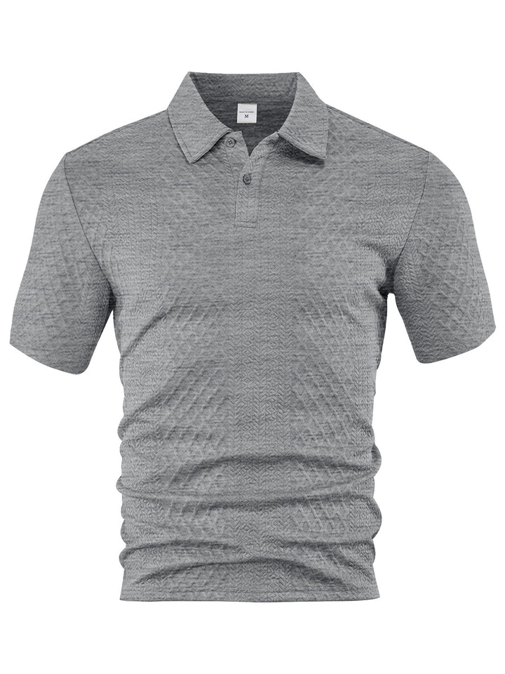 Men's textured jacquard polo shirt short sleeves slim fit with polo collar Mune Fashion