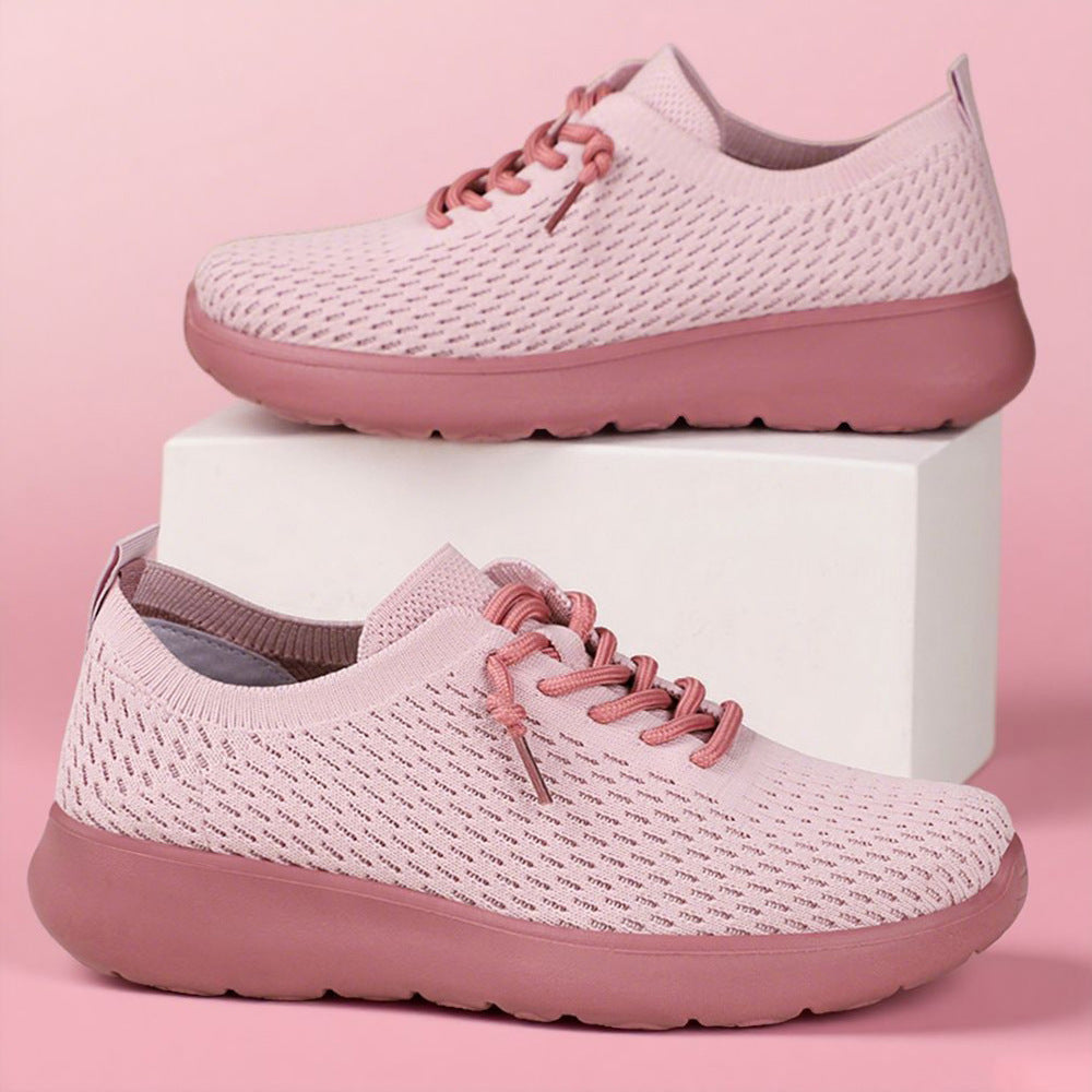 Women's breathable knitted casual sneakers with elastic slip collar and shock-absorbing EVA comfort sole Mune Fashion