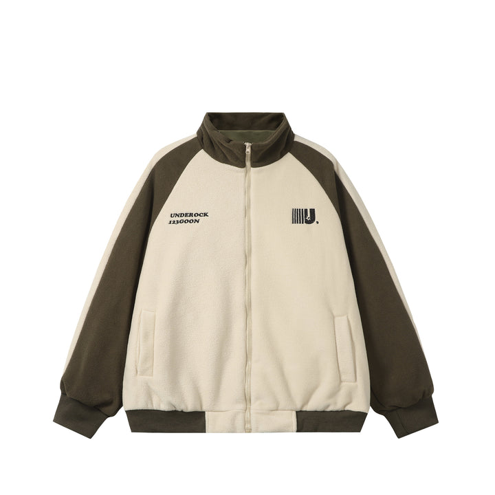 Unisex Boxy Fleece Jacket with Front Zipper, Stand Collar and Flap Pockets Mune Fashion