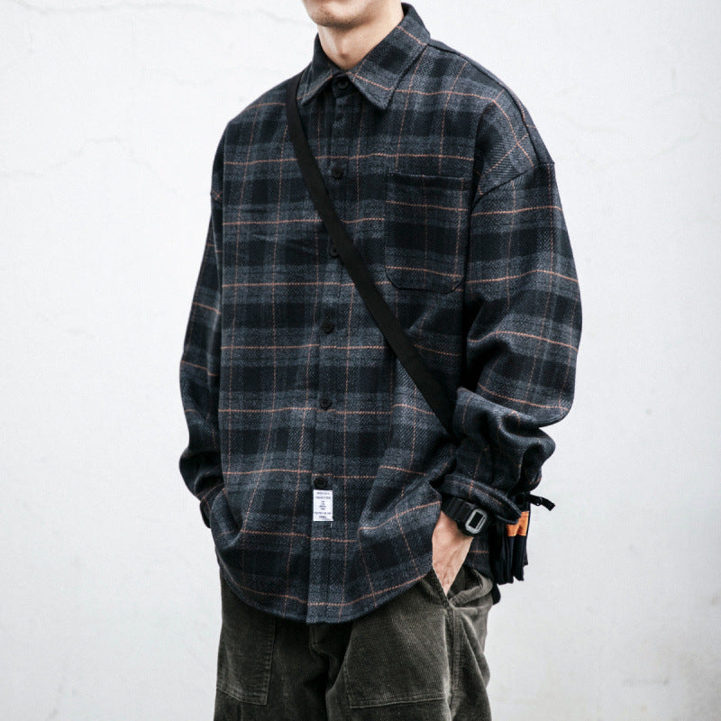 Men's Checked Overshirt-Jacket in Boxy-Relaxed Cut Mune Fashion
