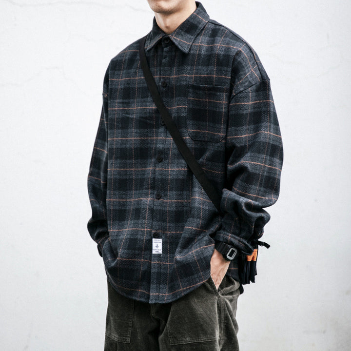 Men's Checked Overshirt-Jacket in Boxy-Relaxed Cut Mune Fashion