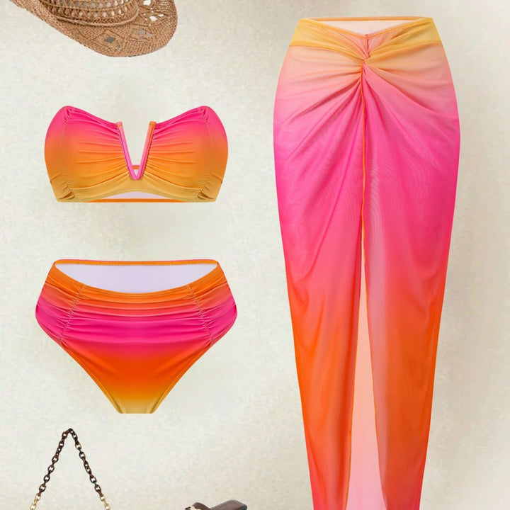 Ladies bandeau bikini with long wrap skirt Mune Fashion