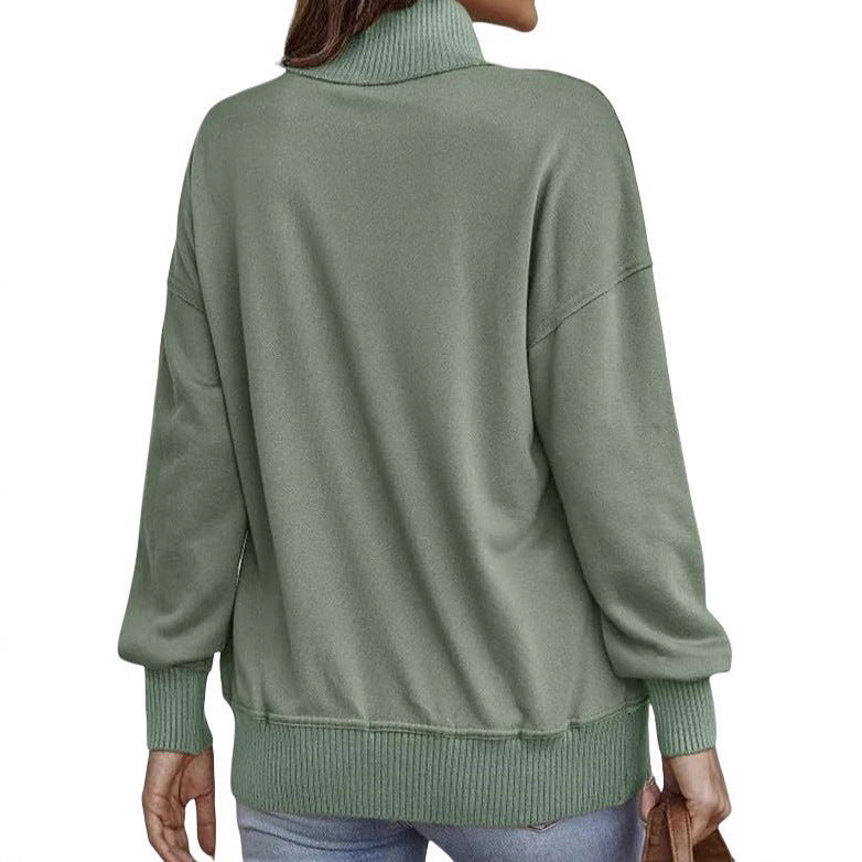 Women's sweat pullover with stand-up collar button placket and kangaroo pocket Mune Fashion