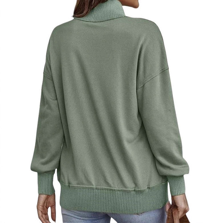 Women's sweat pullover with stand-up collar button placket and kangaroo pocket Mune Fashion