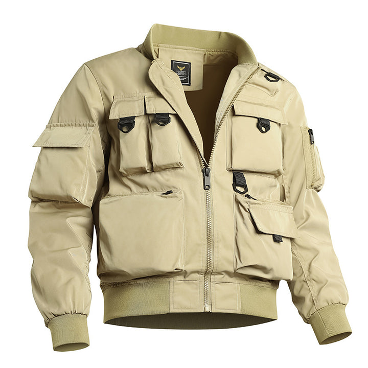 Men's tactical bomber jacket with multiple pockets, water-repellent material and ribbed cuffs Mune Fashion