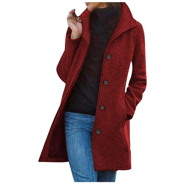 Women's tailored wool blend coat with stand-up collar and concealed button placket Mune Fashion