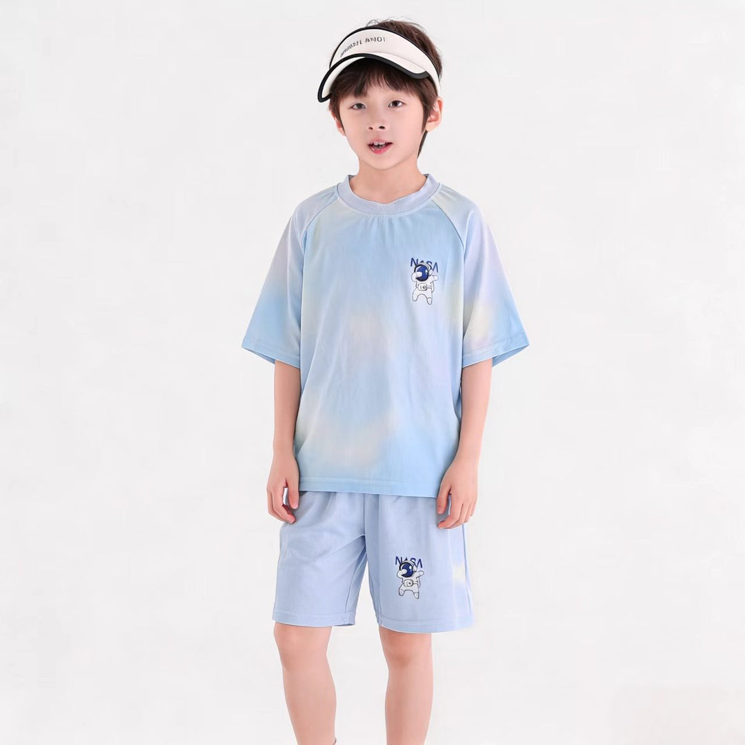 Women's breathable children's sports set with short-sleeve shirt and elastic waistband shorts Mune Fashion