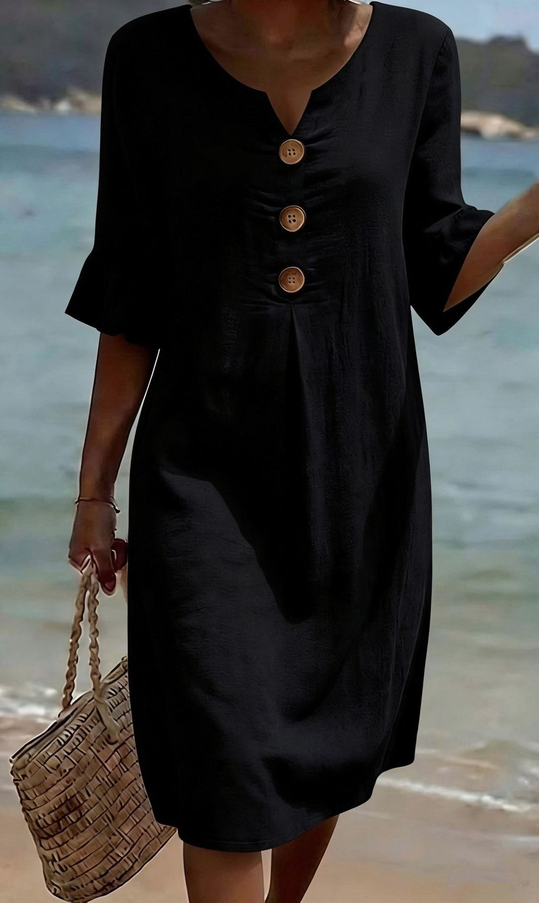 Women's Lightweight Summer Dress with Button Details Mune Fashion