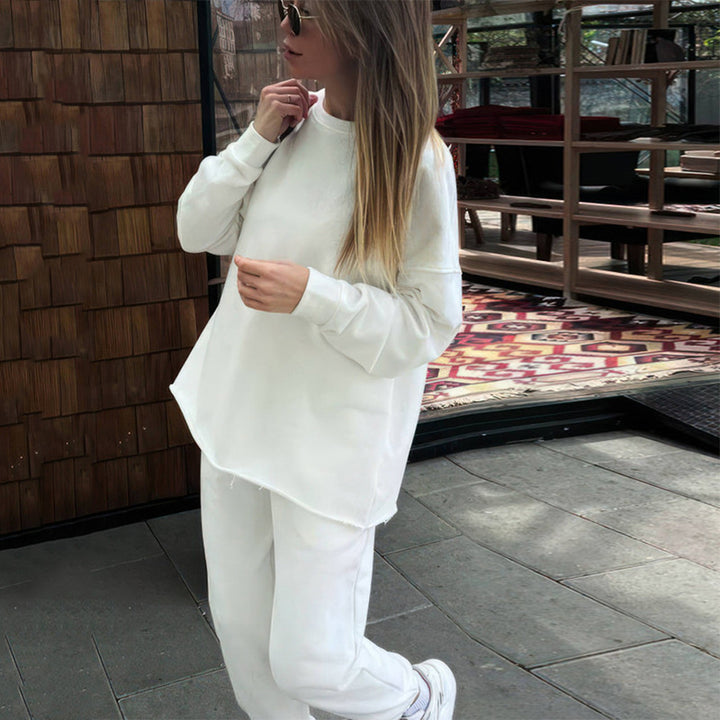Women's Oversized Loungewear Set with Extended Round Neck Sweater and Elastic Cuff Jogging Pants Mune Fashion