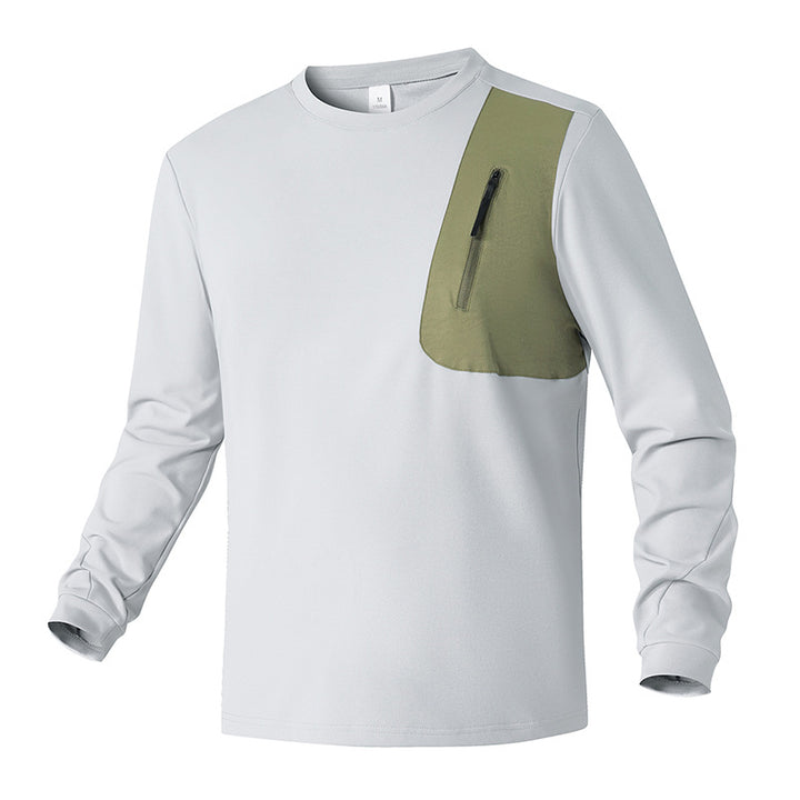 Unisex Oversize Long Sleeve Sweatshirt with Chest Zipper Pocket and Crew Neck Mune Fashion