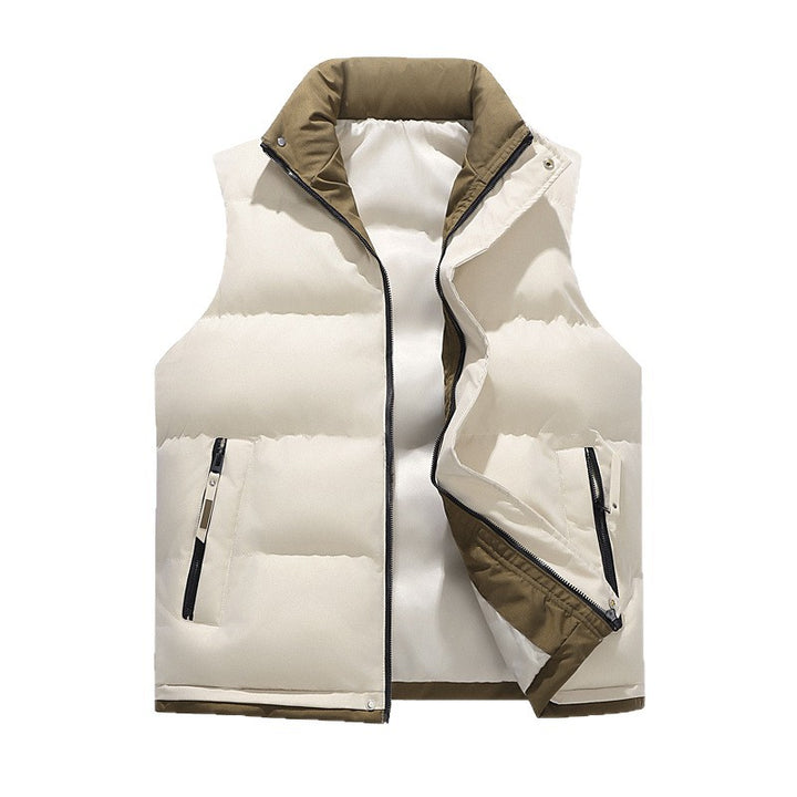 Men's quilted thermal vest with stand-up collar, windproof surface and zip pockets Mune Fashion