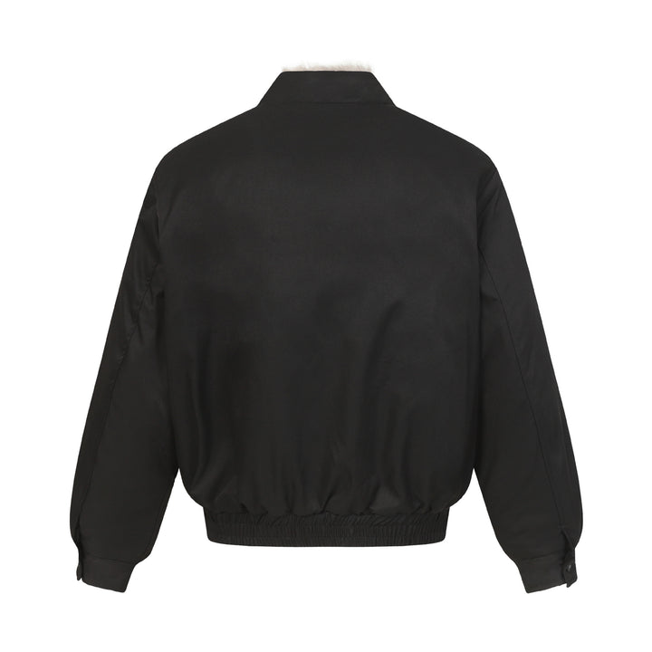 Men's short bomber-style jacket with quilted insulation and faux fur stand-up collar Mune Fashion