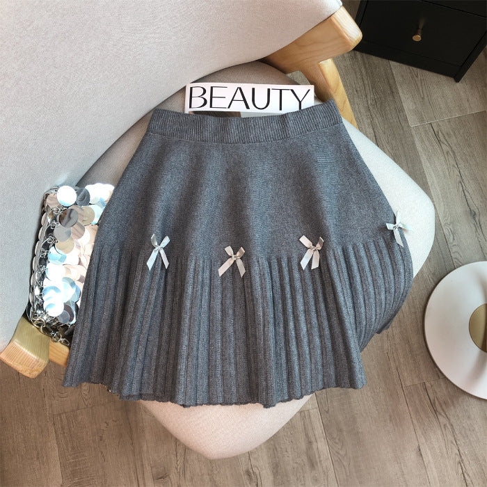 Women's Pleated Skirt with Decorative Bows Mune Fashion