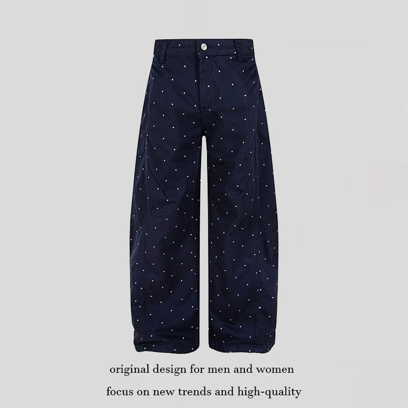 Women's High-Waist Palazzo Pants in Culotte Style with Wide Leg and Subtle Dot Pattern Mune Fashion
