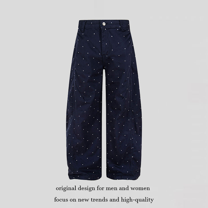 Women's High-Waist Palazzo Pants in Culotte Style with Wide Leg and Subtle Dot Pattern Mune Fashion
