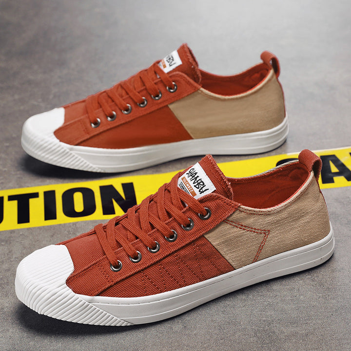 Unisex low canvas sneakers with reinforced rubber toe cap and contrasting textile panels Mune Fashion