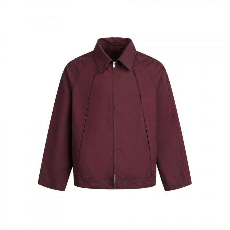 Men's Boxy Zip Jacket with Raglan Sleeves and Distinctive Seams Mune Fashion