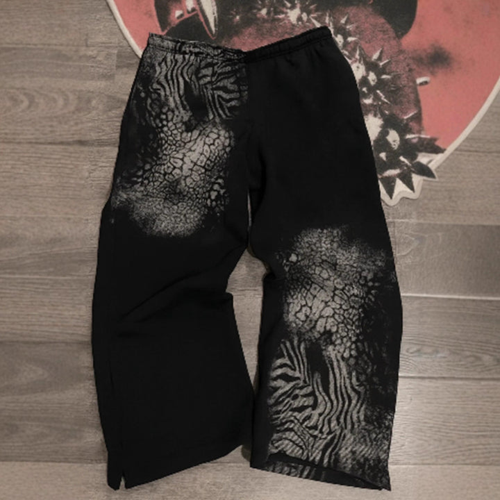 Women nan loose sweatpants with asymmetrical animal print, elastic comfort waistband and straight leg Mune Fashion