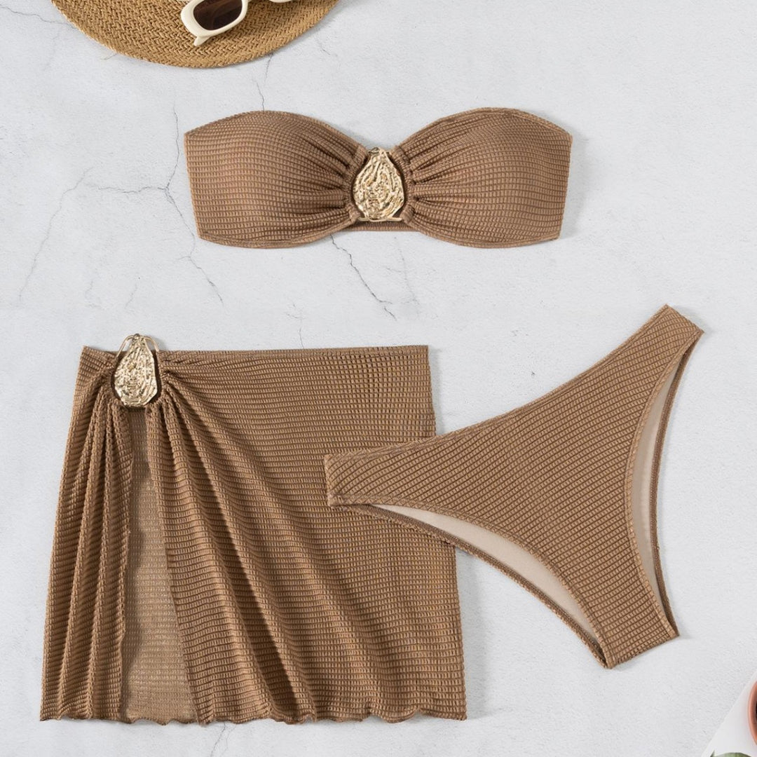Women's Bandeau Bikini Set with Elegant Draping Detail Mune Fashion