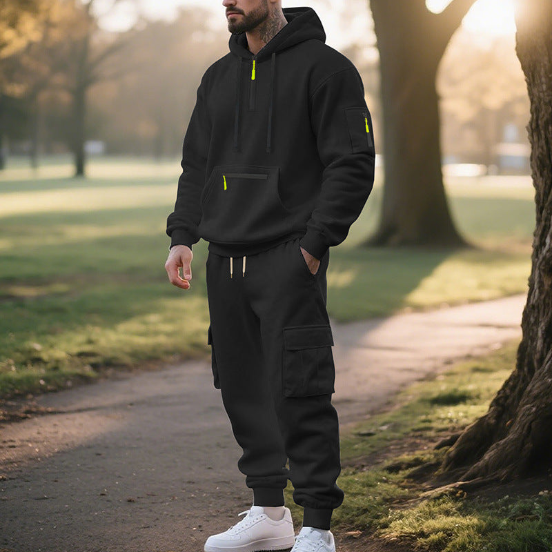 Men's Urban Cargo Tracksuit with Hooded Hoodie and Zipper Pockets Mune Fashion