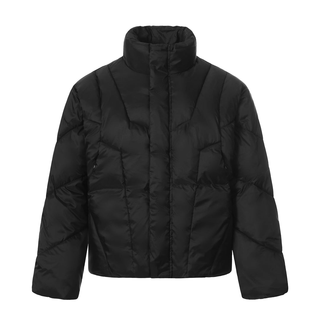 Unisex Short Quilted Insulation Jacket with Warm Funnel Collar Mune Fashion