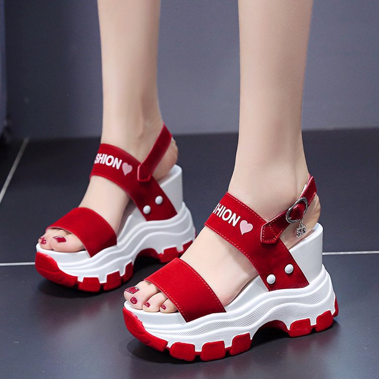 Women’s Platform Sandals with thick profile sole, adjustable ankle strap and decorative pendant Mune Fashion