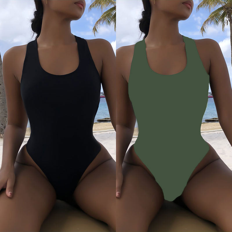Women's one-piece swimsuit with a high-cut design and sporty back cutout Mune Fashion