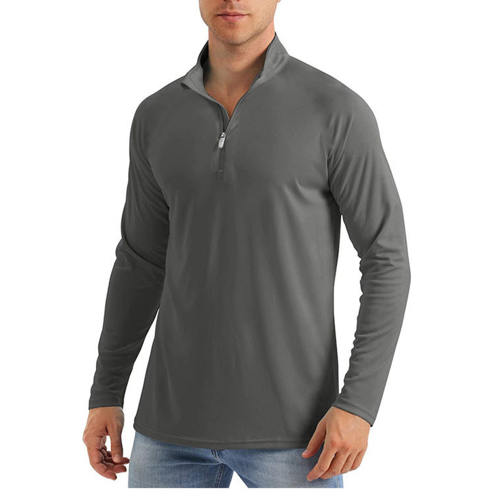 Men's Sporty Long Sleeve Hoodie with Half Zipper