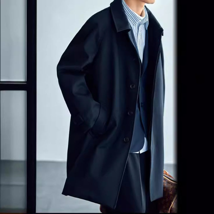 Men's Technical Wool Blend Coat with Straight Cut and Button Closure Mune Fashion