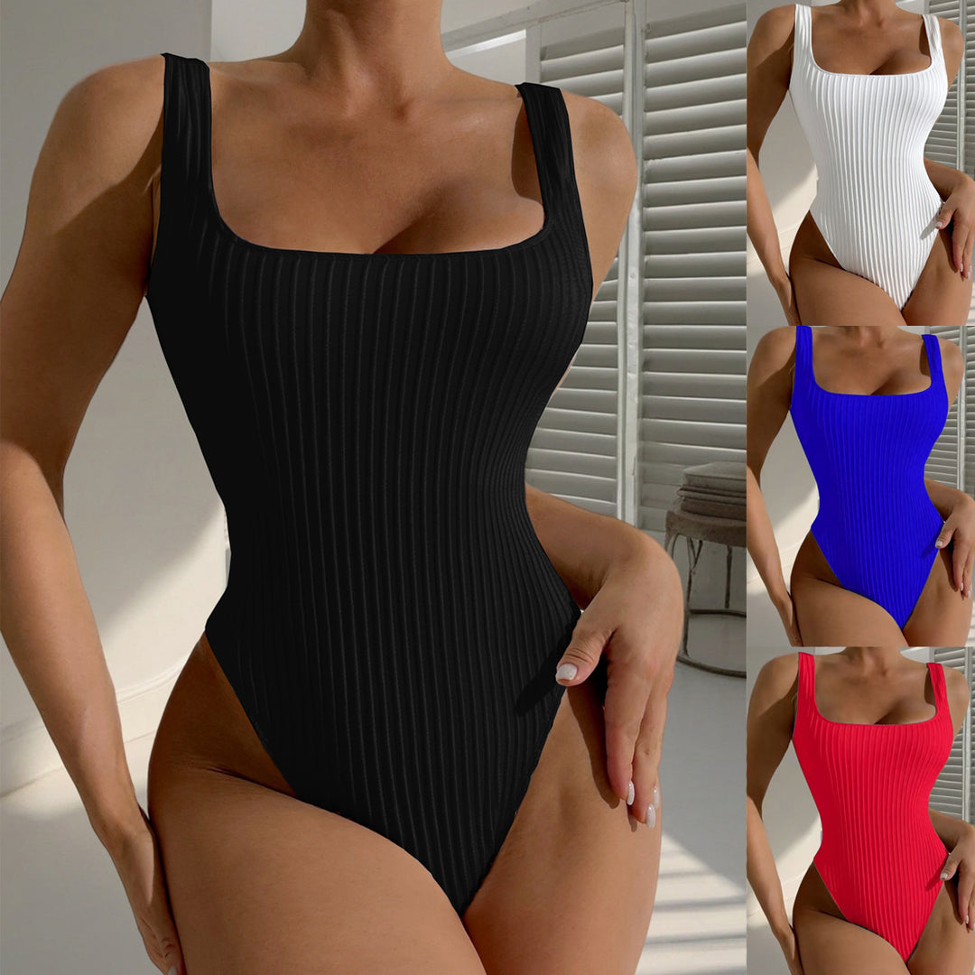 Women's One-Piece Swimsuit with Shaping Ribbed Design Mune Fashion