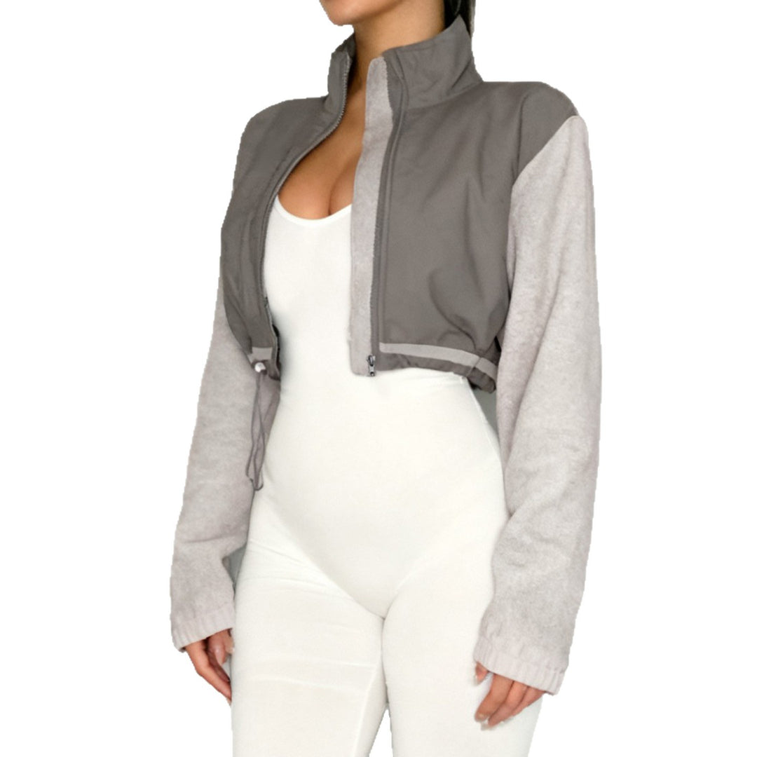 Women's short fleece zip jacket with stand-up collar, drawstring hem, and chest pocket Mune Fashion