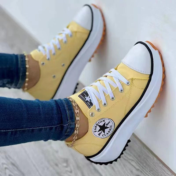 Women’s Canvas Platform Sneakers with serrated profile sole Mune Fashion