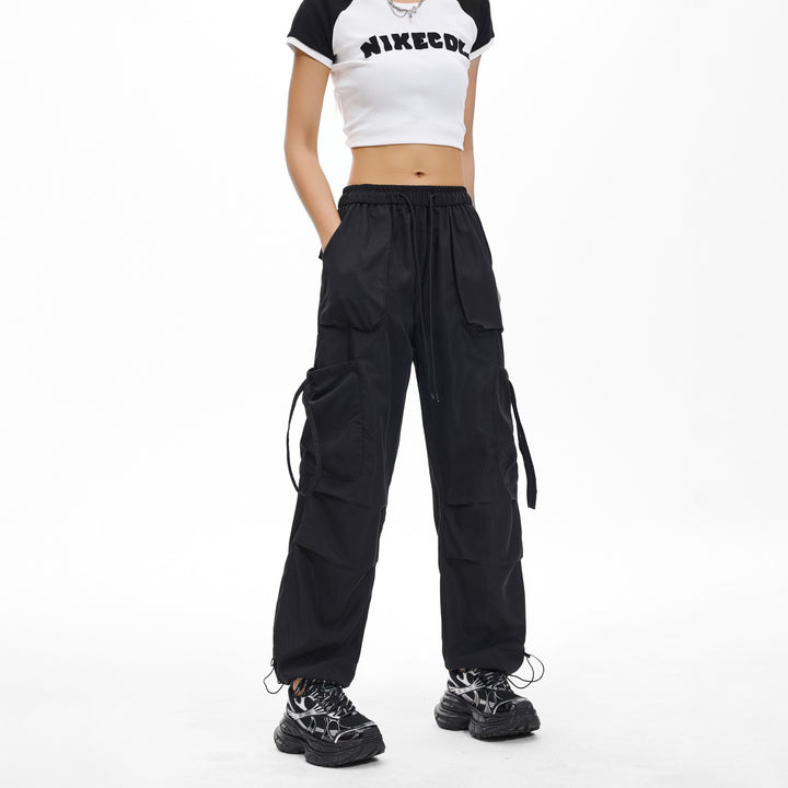 Men's Oversized Cargo Trousers in Baggy Utility Cut with Elastic Waistband, Flap Pockets and Adjustable Hem Closures Mune Fashion
