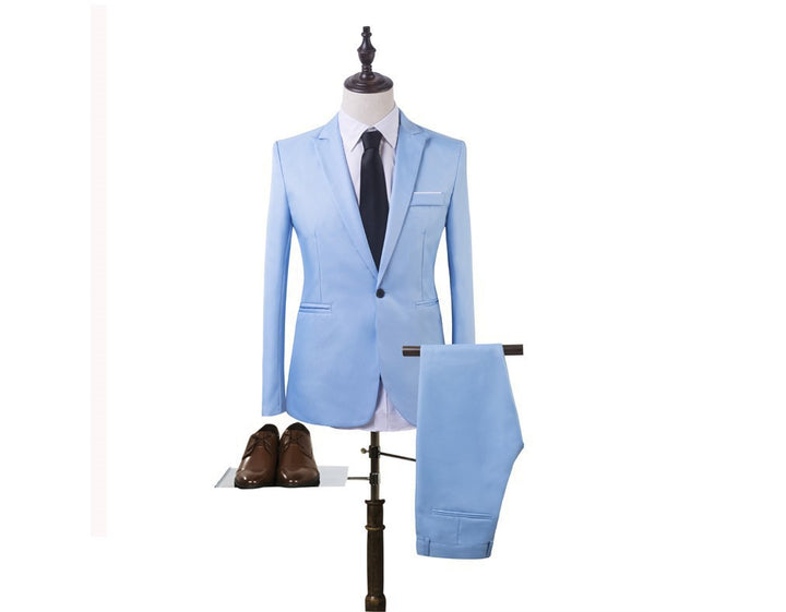 Men's slim two-piece suit set made of fine wool blend with narrow lapel Mune Fashion