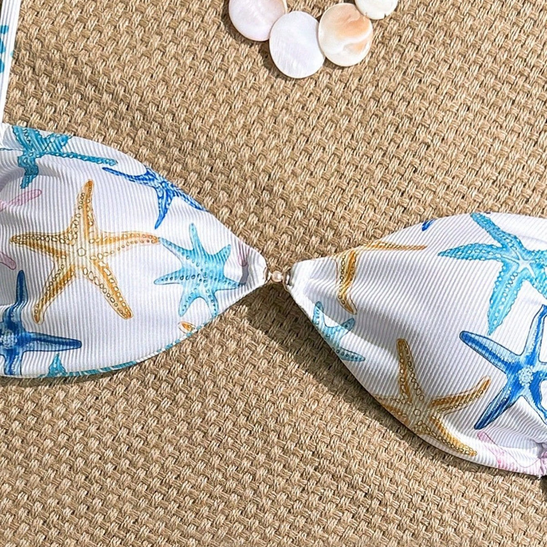 Women's Triangle Bikini with Maritime Star Pattern Mune Fashion