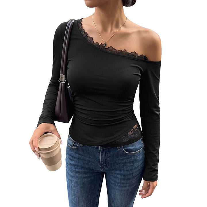 Women Playful Top with Lace Accents Mune Fashion