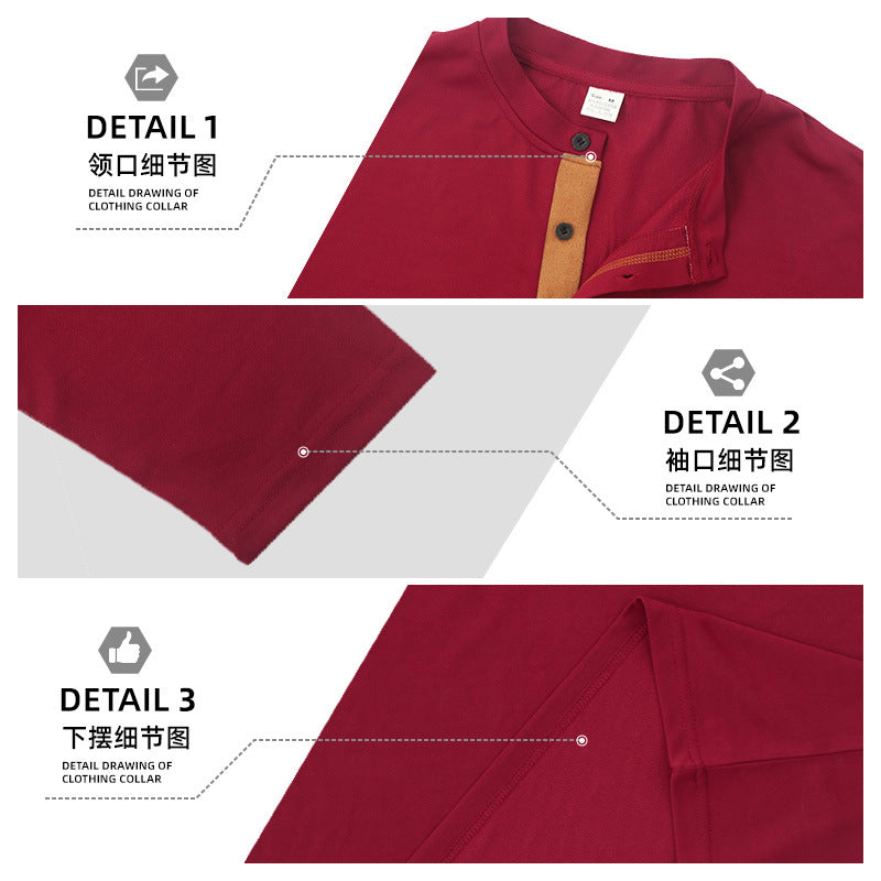 Men's nan legeres long sleeve henley shirt with stand-up collar, button placket, and chest pocket Mune Fashion