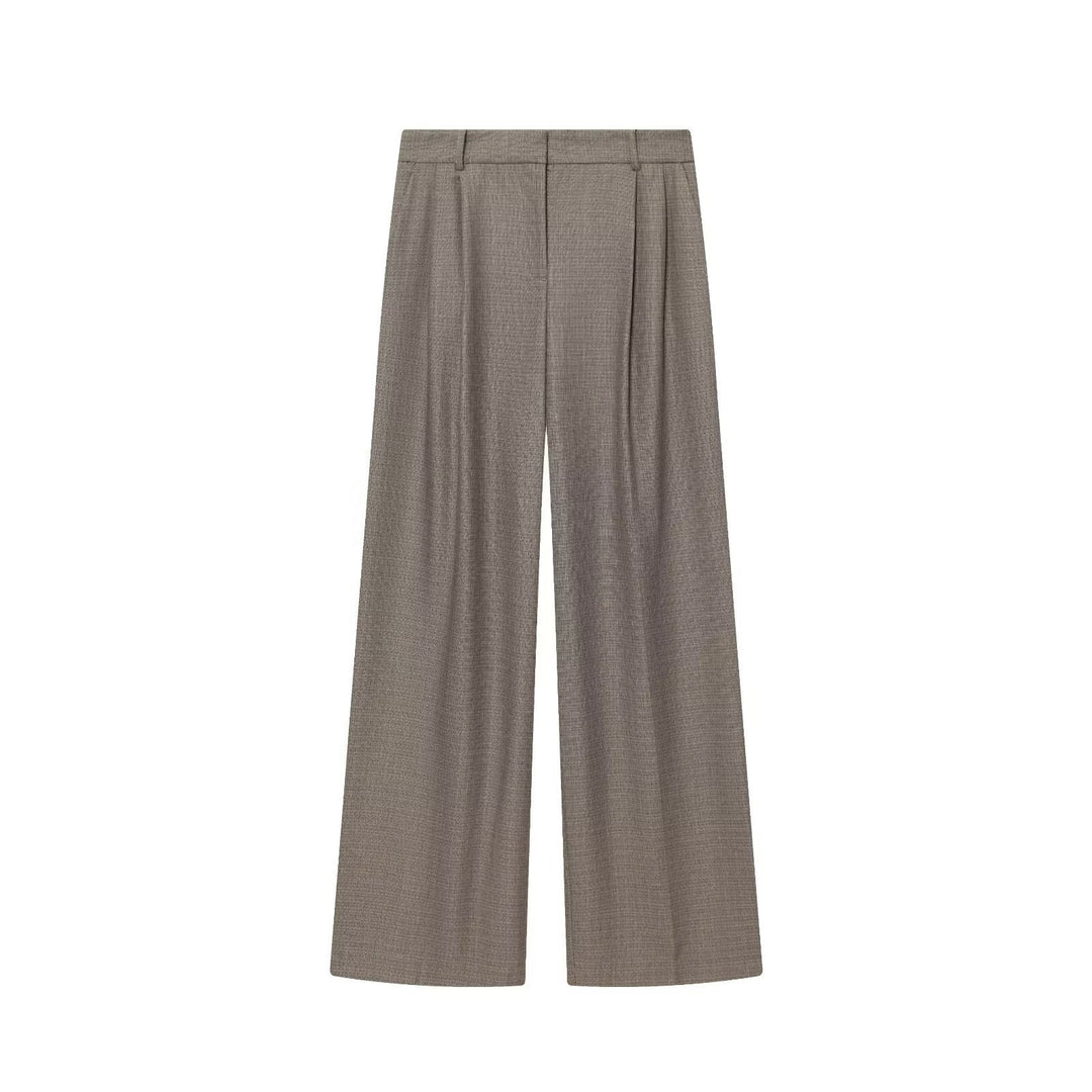 Women Wide-Cut High-Waist Pants with Pleats and Crease Mune Fashion