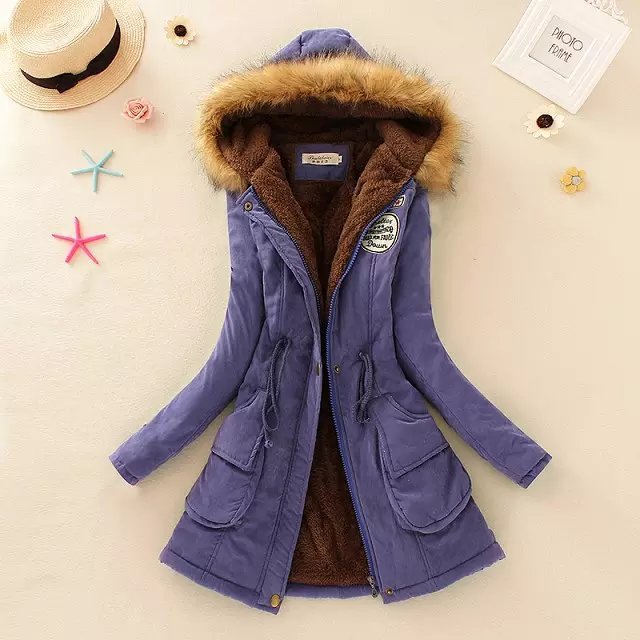 Women's padded parka with faux fur hood, Sherpa lining and fitted drawstring Mune Fashion