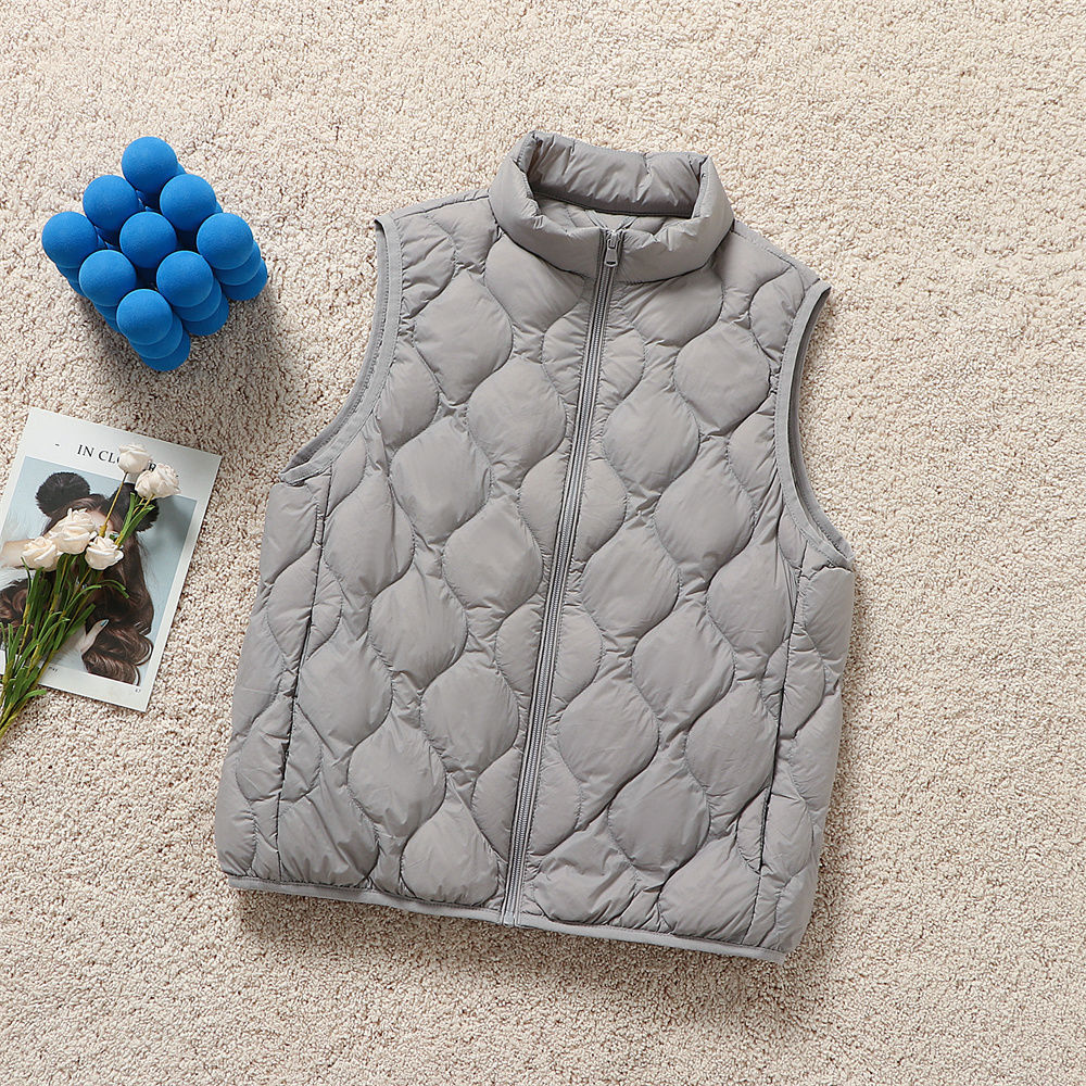 Women's ultralight quilted vest in drop stitch design with high stand-up collar Mune Fashion
