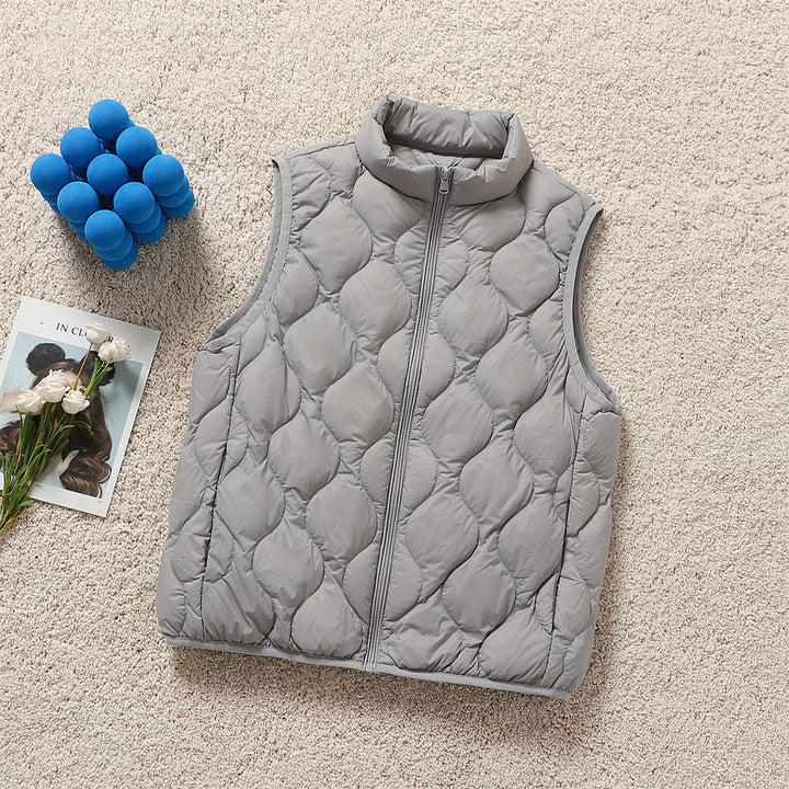 Women's ultralight quilted vest in drop stitch design with high stand-up collar Mune Fashion