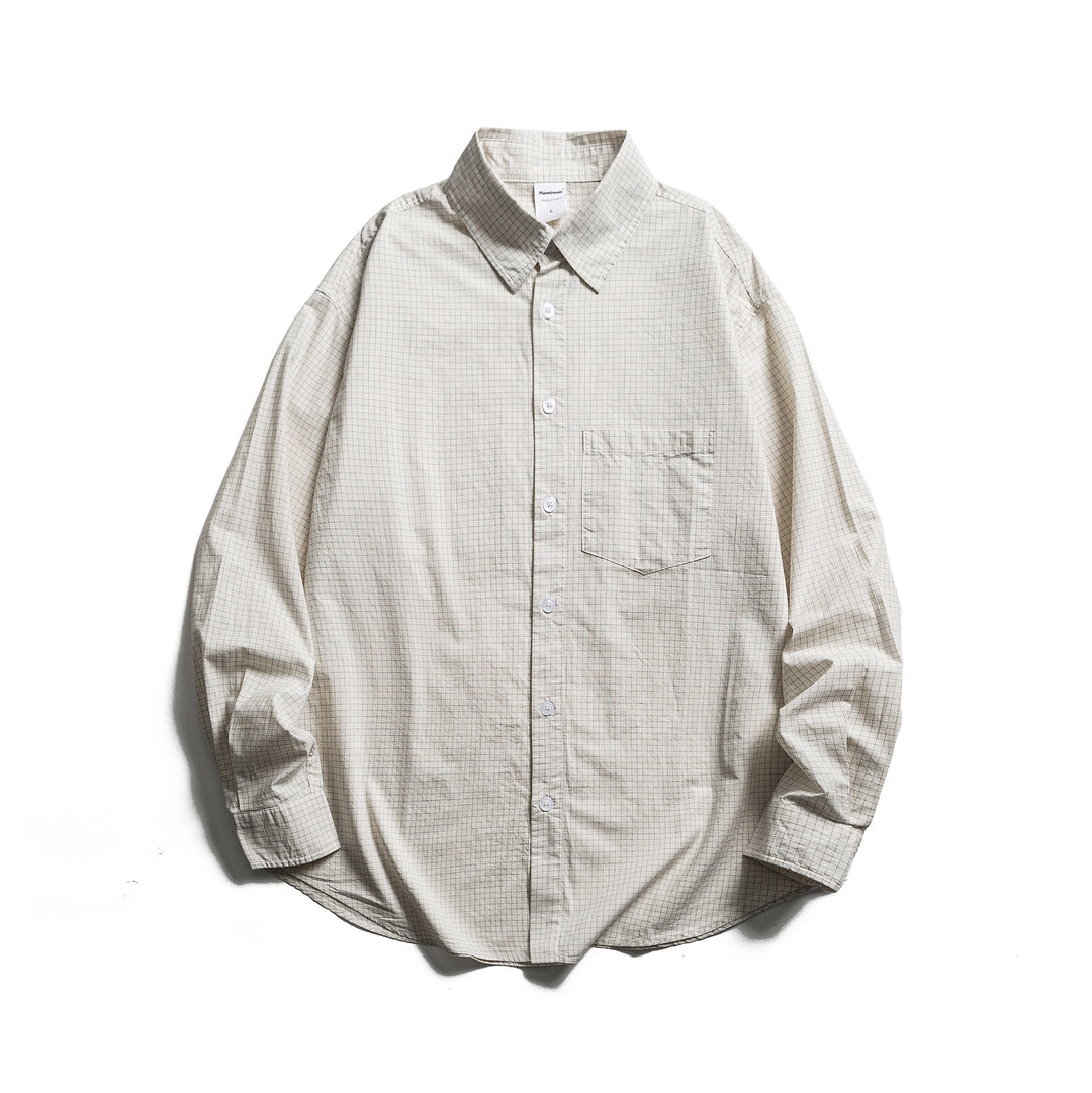 Unisex Loose Oversized Shirt with Pinstripes, Chest Pocket and Drop-Shoulder Mune Fashion