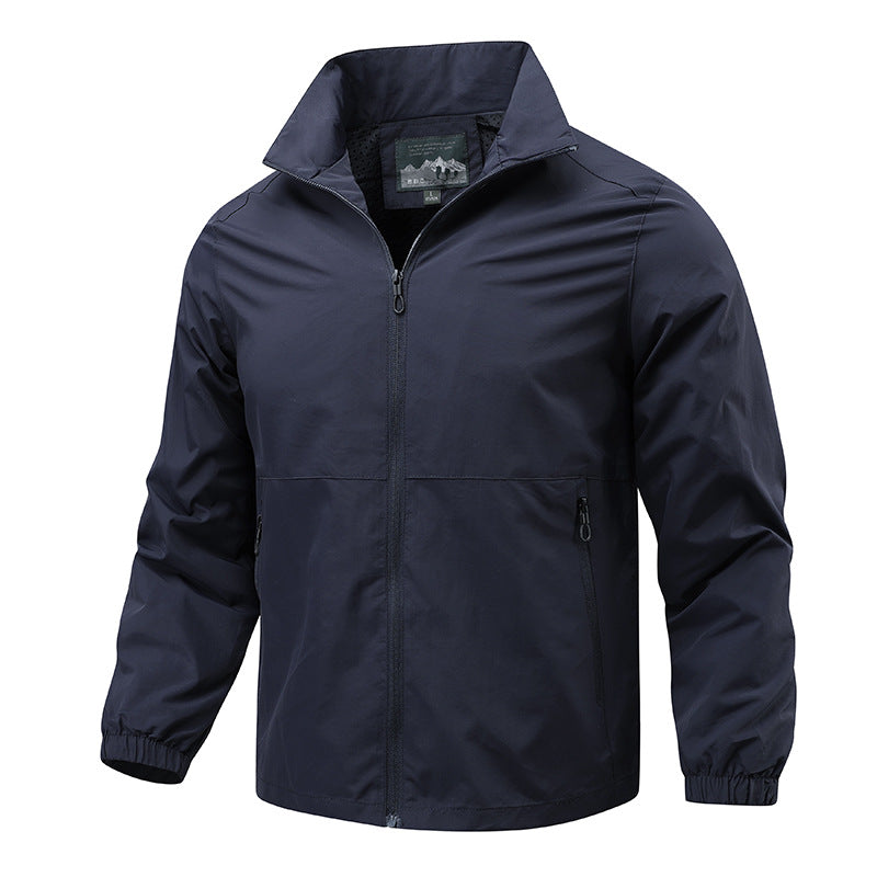 Men's lightweight windproof transitional jacket with high collar and zipper Mune Fashion