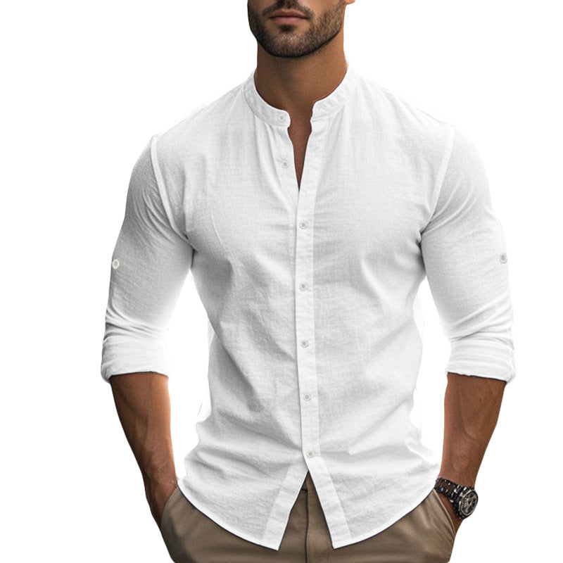 Men's tailored shirt in Nehru style with rollable sleeves and slim fit Mune Fashion