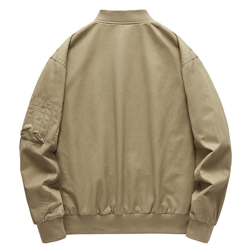 Men's bomber jacket in minimalist pilot cut with sleeve organizer, concealed zipper, and internal document pocket Mune Fashion
