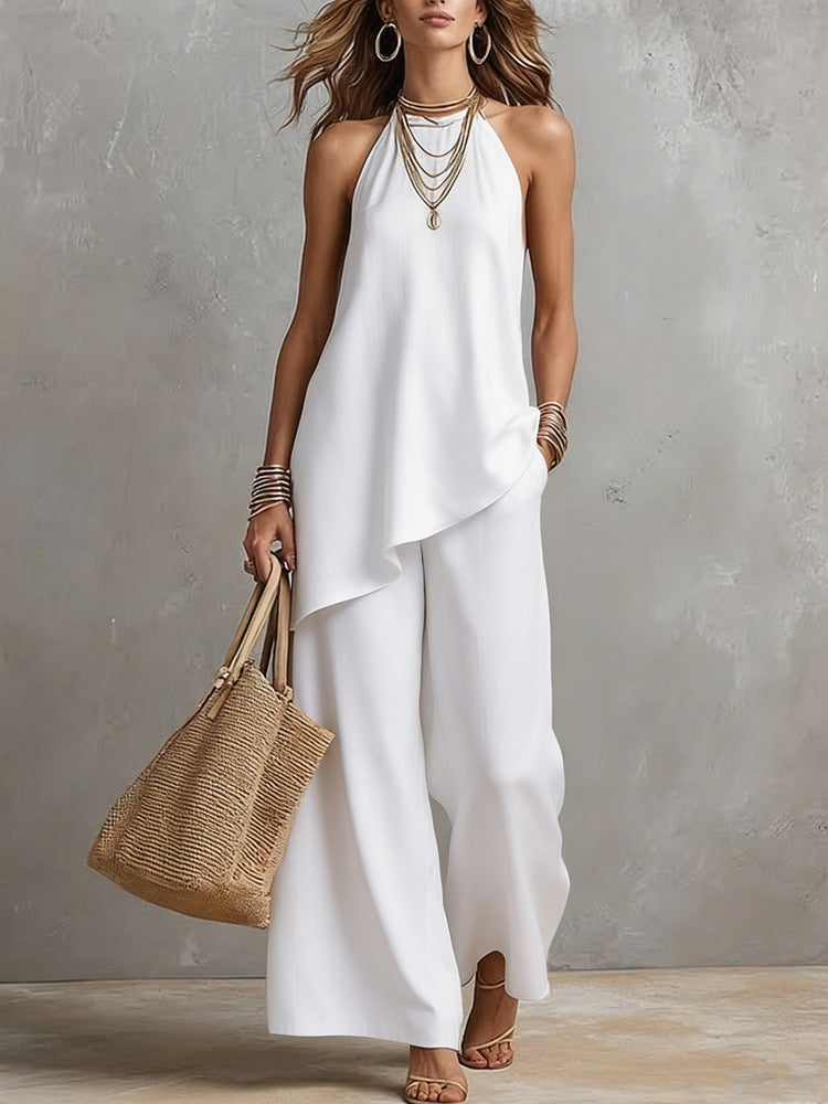 Women airy jumpsuit with asymmetrical cut Mune Fashion