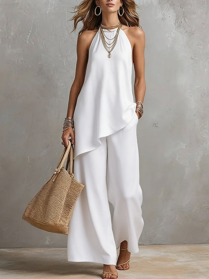 Women airy jumpsuit with asymmetrical cut Mune Fashion