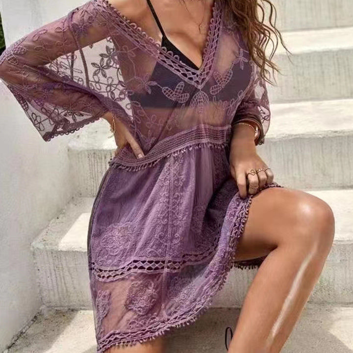 Women's airy beach cover-up with elaborate embroidery Mune Fashion