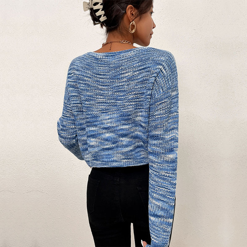 Women's Short Off-Shoulder Knit Sweater with Casual Crop Silhouette Mune Fashion