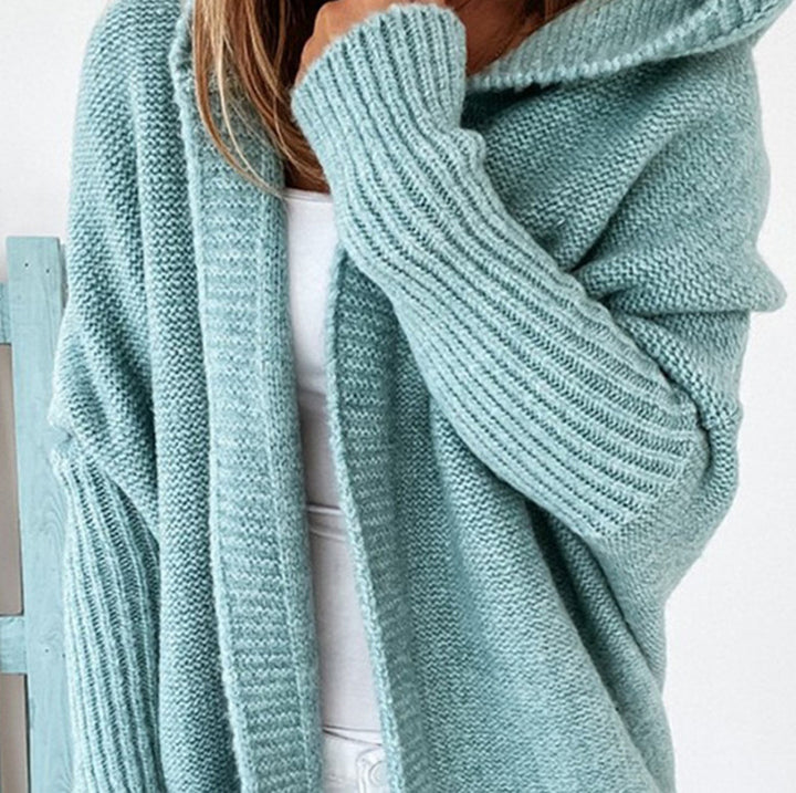 Women's Longline Hooded Knit Cardigan with Open Front Mune Fashion